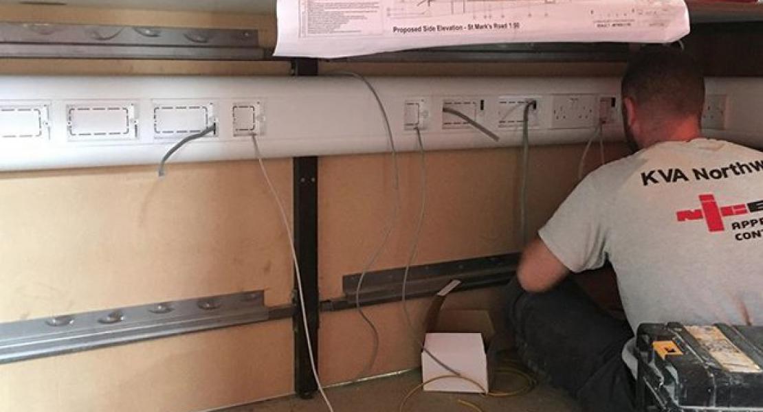 Commercial office power and data installation